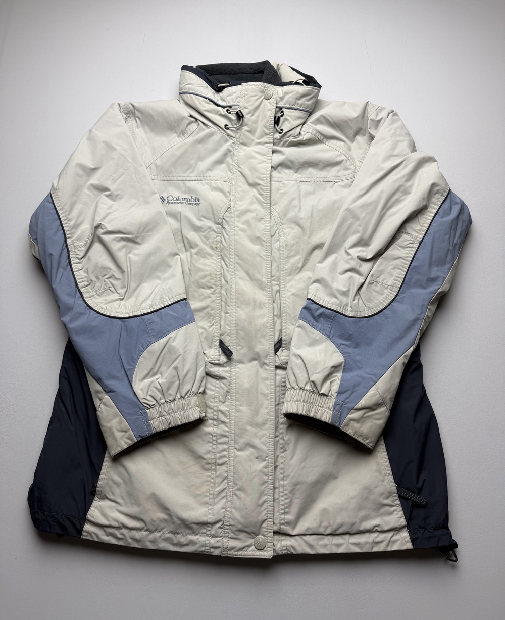 Columbia Jacket Womens Large Beige Gray Interchange 3-in-1 Hooded Ski Insulated